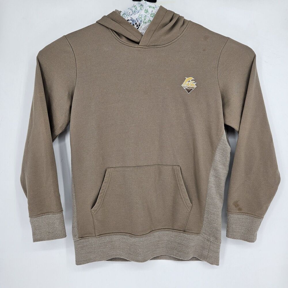 Pink Dolphin Hoodie Mens Medium Embroidered Logo Tan Brown Pullover Sweatshirt M